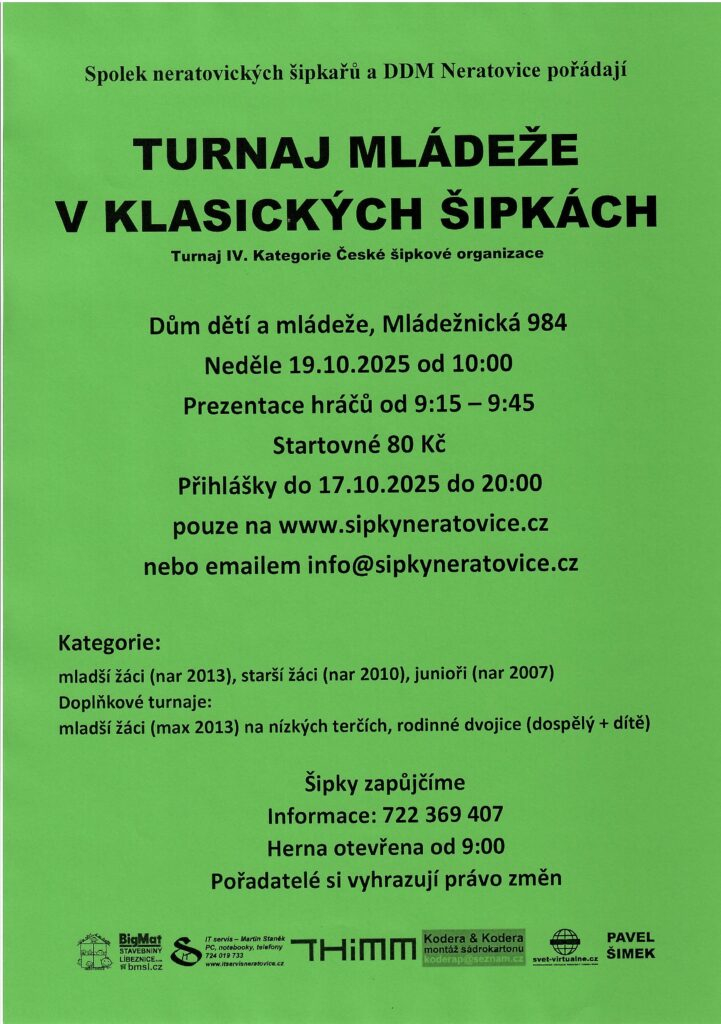 TURNAJ MLÁDEŽE V KLASICKÝCH ŠIPKÁCH