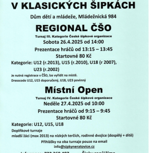 Turnaj mládeže v klasickýhc šipkách - Místní Open